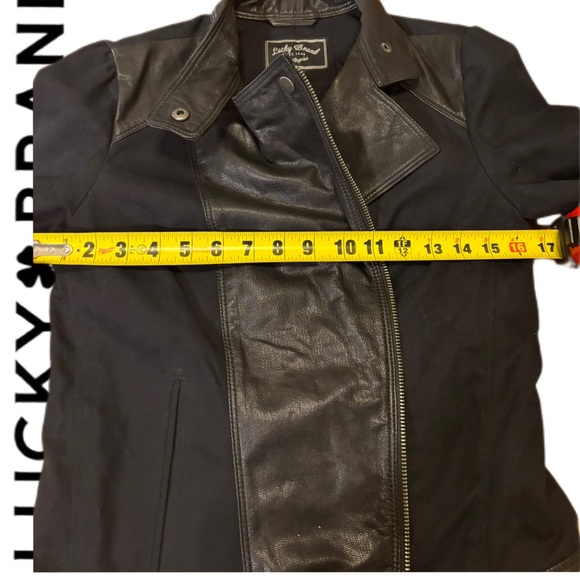 LUCKY Brand 100% Goat Leather Asymmetrical Moto Jacket, Black, Women's XS, EUC - Picture 9 of 10